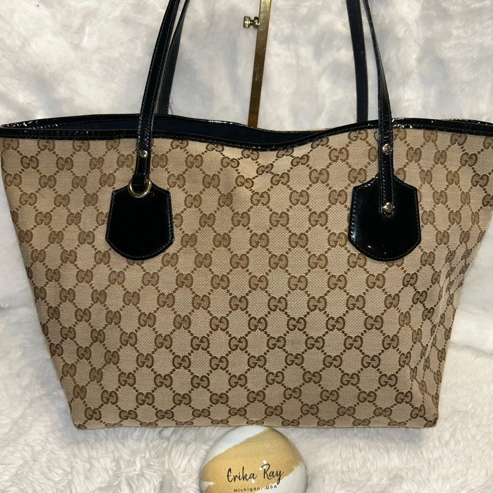 Gucci GG Canvas Jodie Black & Brown Tote‎